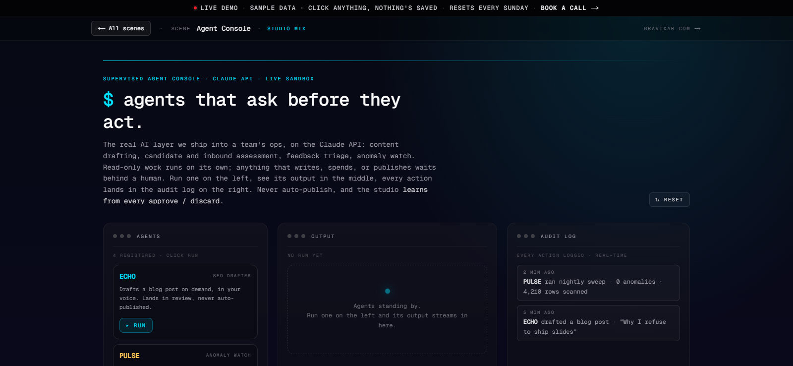 Agent Console: A supervised AI-agent console on the Claude API